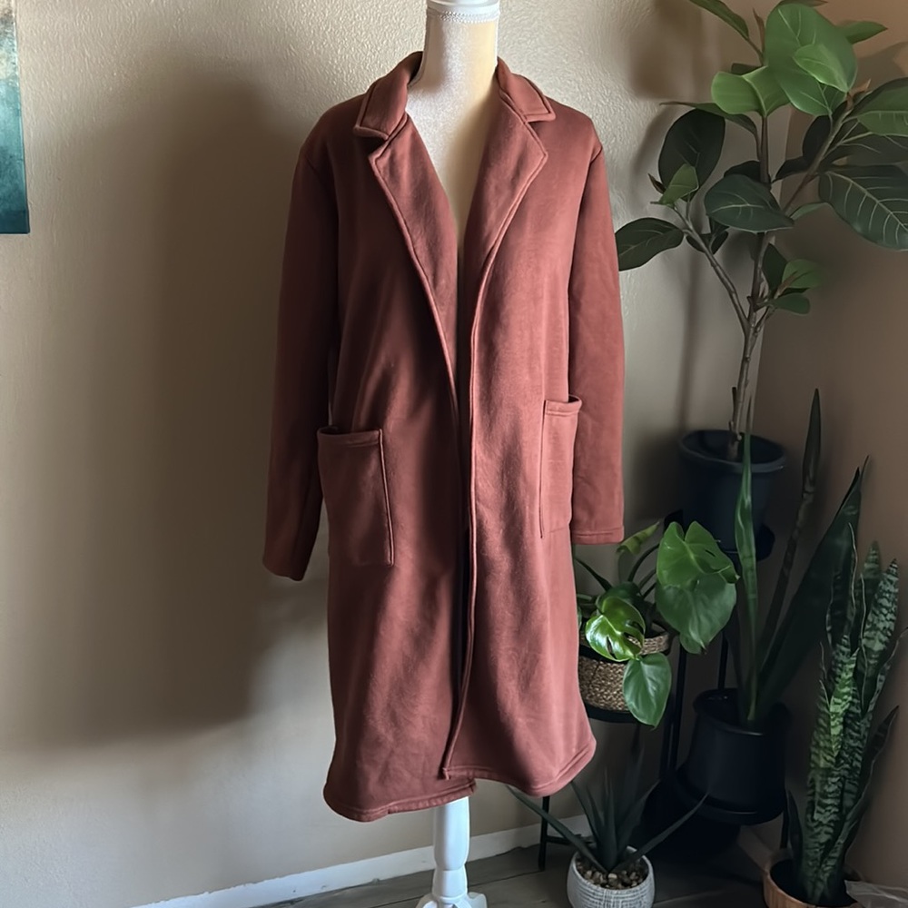 Forever 21 French Terry Trench Coat - Brown - Picture 4 of 11
